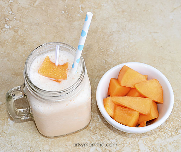 Make a yummy smoothie using cantaloupe - perfect for breakfast before school.
