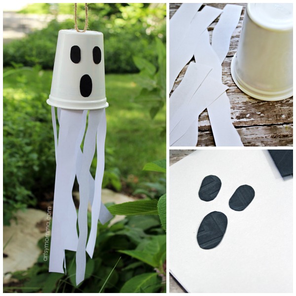 Kids Halloween Decoration: Recycled Ghost Cup Windsock