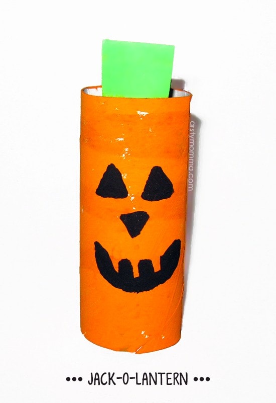 Recycled TP Roll Jack-o-lantern Craft for Halloween