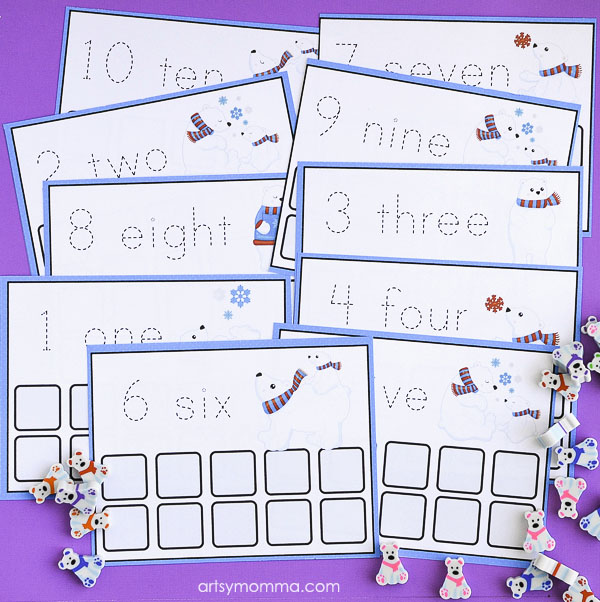 Preschool Math Printable: Polar Bear Counting Cards