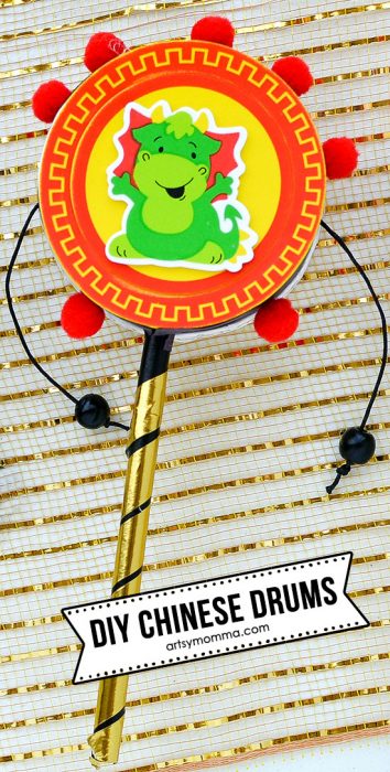DIY Chinese Pellet Drum Tutorial for Kids featuring Chinese Characters