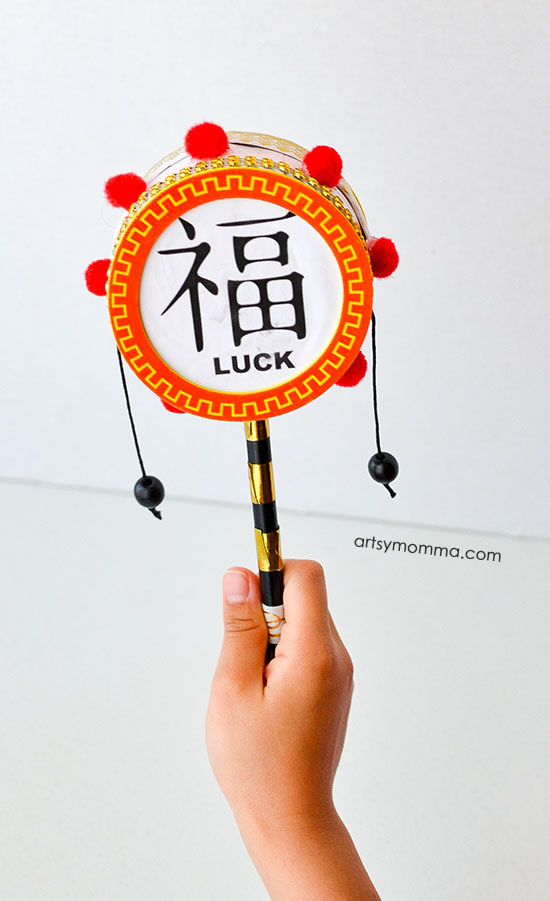 Kids Chinese New Year Drum Craft with Luck - Fortune Character