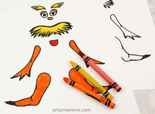 Recycled Cardboard Tube Lorax Craft with Printable Template - Artsy Momma