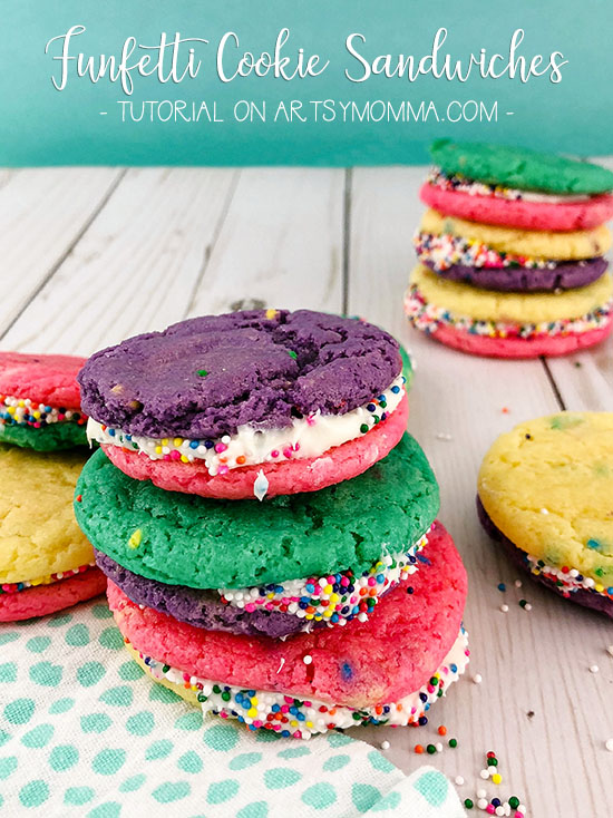 How to make Funfetti Cake Mix Cookie Sandwiches for a Unicorn Themed Party