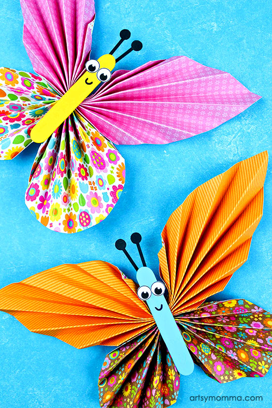 Adorable DIY Accordion Folded Paper Butterflies Craft for Tweens