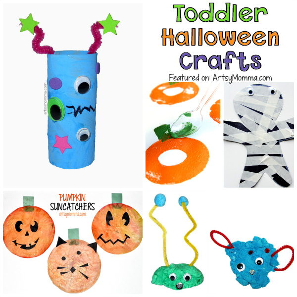 Collage of Halloween Crafts for Toddlers