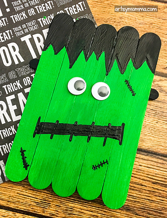 Easy Frankenstein Popsicle Stick Craft For Halloween