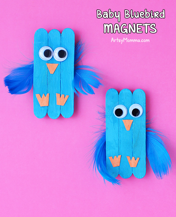 Adorable Baby Bluebird Mini Craft Stick Magnets For Kids To Make