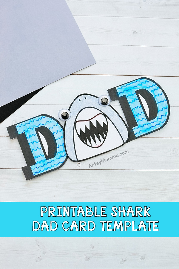 Paper shark card template for Father's Day