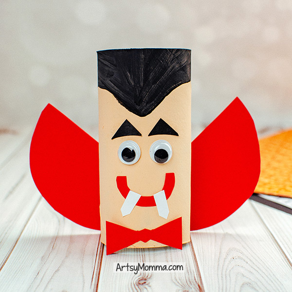 Recycled Cardboard Tube Vampire or Dracula Craft Idea for Kids