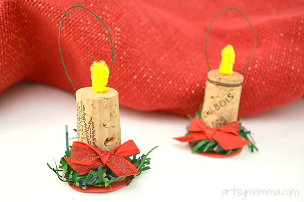 Christmas Candle Ornaments made from wine corks