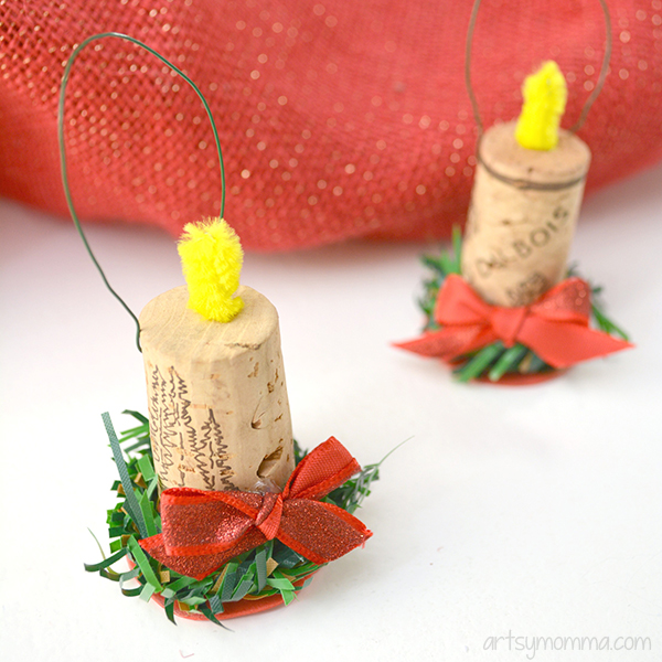 DIY Wine Cork Candle Christmas Ornament