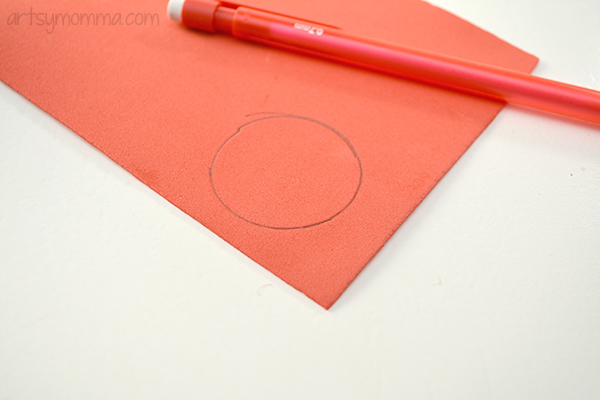 hand drawn circle on red cardstock