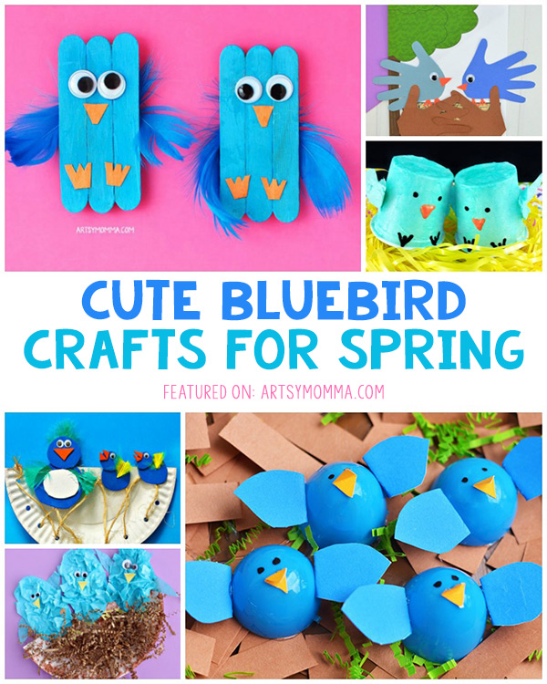 Collage of Baby Bluebird Kids Crafts