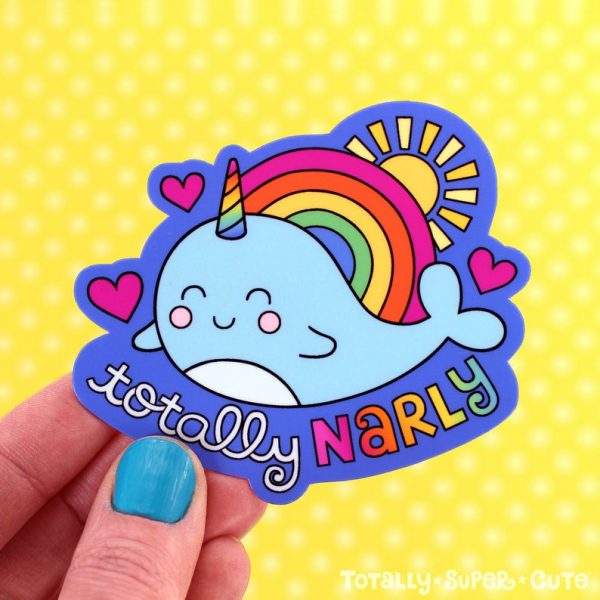 TOTALLY NARLY  Rainbow Narwhal Decal Sticker