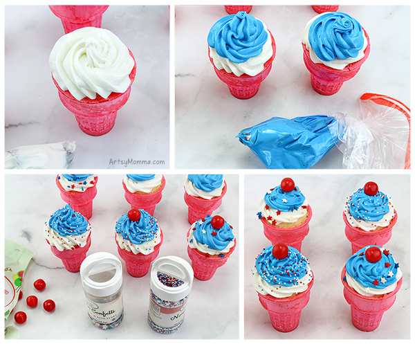 Step by Step Ice Cream Cone Cupcake Instructions