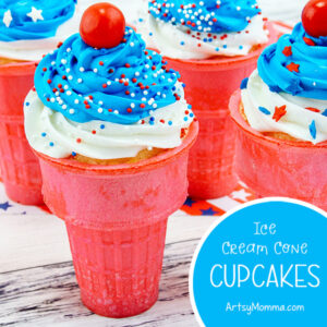 Fourth of July Ice Cream Cone Cupcakes