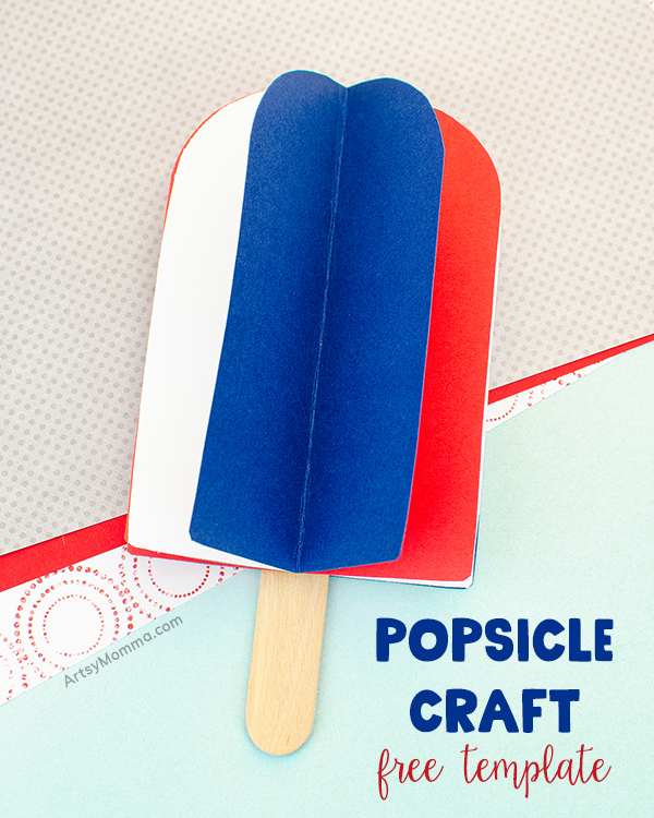3D Paper Popsicle Craft red, white, and blue