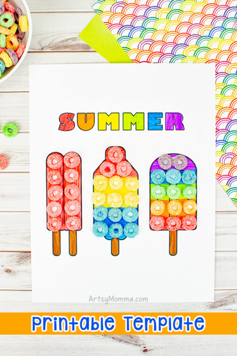 Colorful Popsicle Art Project Using Fruit Loops - Artsy Momma