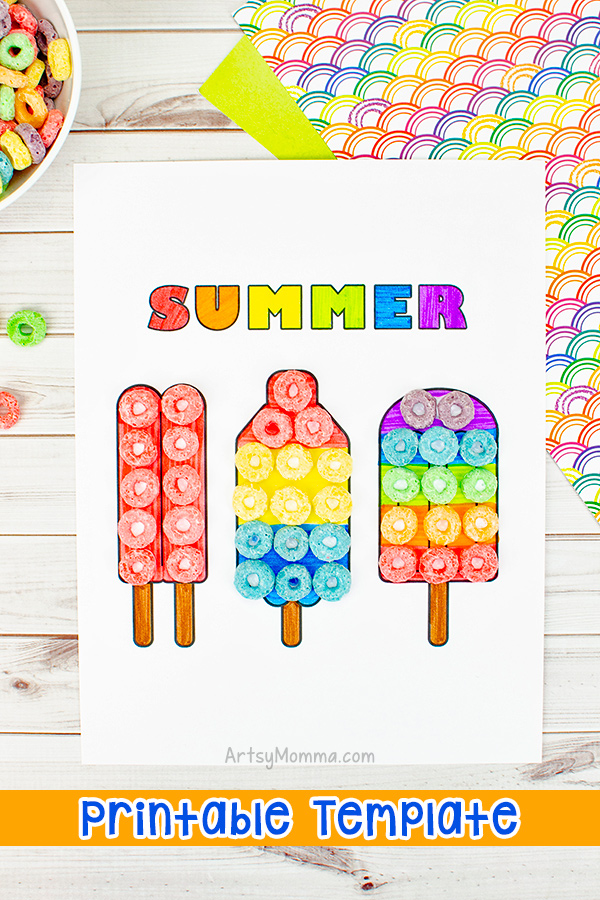 Popsicle Art Project Using Fruit Loops