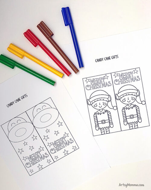 Fun Candy Cane Party Favor Gifts to Print and Color - Artsy Momma