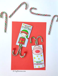 Fun Candy Cane Party Favor Gifts to Print and Color - Artsy Momma