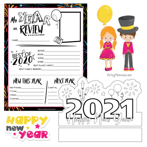 Printable New Year’s Headband & Year in Review Writing Activity