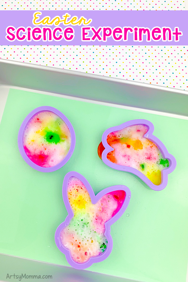 Colorful Baking Soda and Vinegar Eruptions with Easter Cookie Cutters