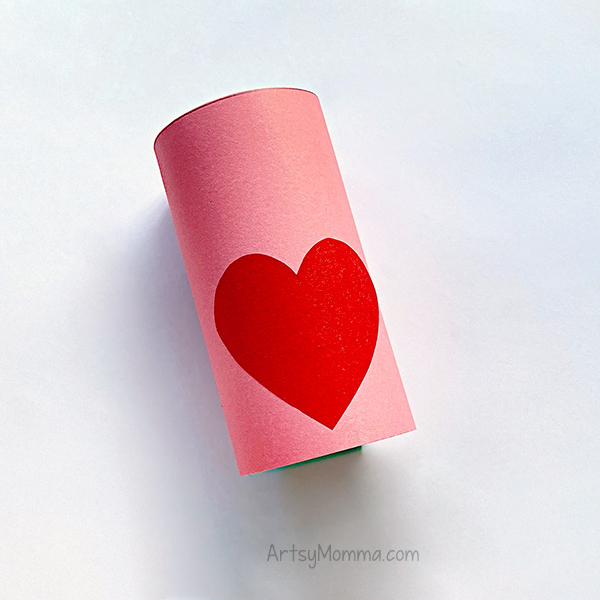 red heart glued to pink TP tube