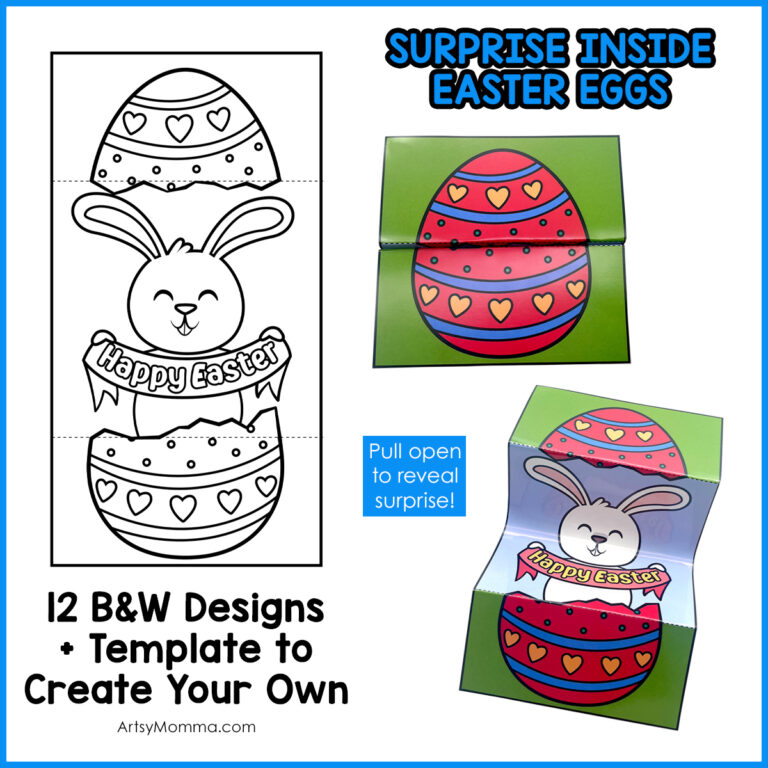 Printable Easter Egg Surprise Cards to Color